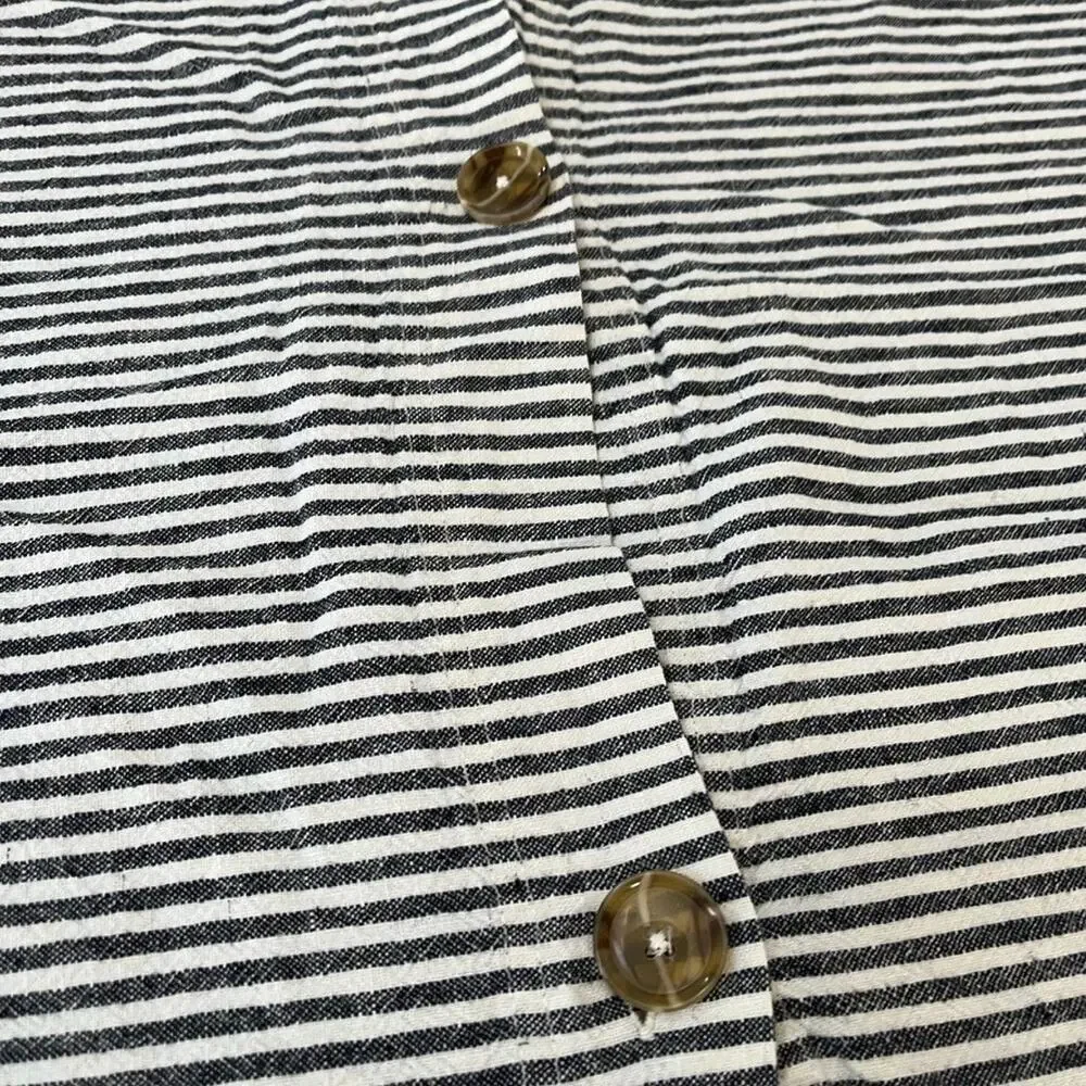 Pottery Barn Wheaton Striped Linen Cotton King Duvet Cover Chambray